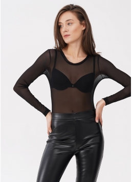 Боді з довгим рукавом сітка Tatoo 3102/07 black (чорний)