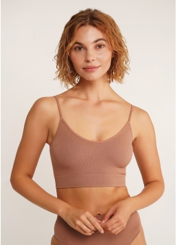 Бесшовный топ майка с фактурным узором CAMI TOP GRAIN mokko (коричневый)