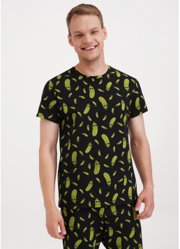 Футболка чоловіча з принтом огірки COUNTRY PRINT 4601/010 black/cucumbers (чорний)