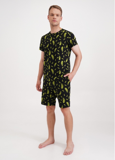 Футболка чоловіча з принтом огірки COUNTRY PRINT 4601/010 black/cucumbers (чорний)