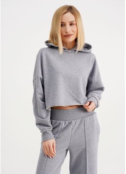 Худи укороченный с необработанными швами STREET STYLE 4418/160 grey melange (серый)