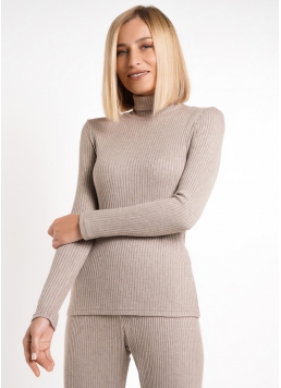 В'язана водолазка в рубчик WARMLY TOUCH 4904/150 dark beige (бежевий)