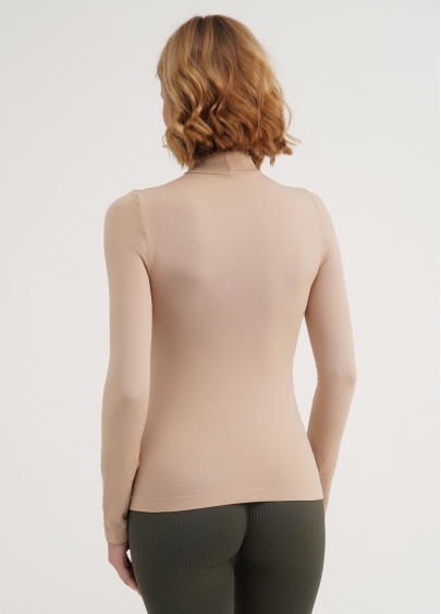 Безшовний лонгслів з низьким коміром LONG SLEEVE NECK naturale (бежевий)