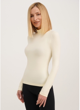 Безшовний лонгслів з низьким коміром LONG SLEEVE NECK vanilla (жовтий)