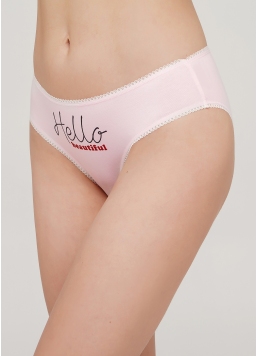 Хлопковые трусики слипы с принтом Basic print 2301/60 hello beautiful (розовый)