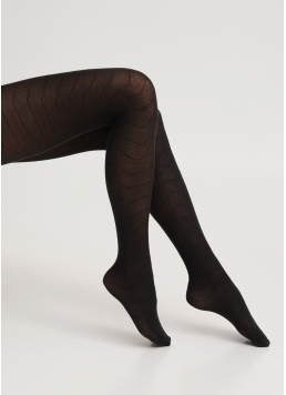 Бавовняні колготки з геометричним візерунком TWILL 180 (1) pirate black (чорний)