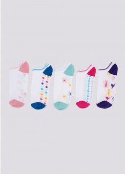 Короткі шкарпетки з малюнком на стопі набір з 5 пар WS1 SET 4 white (білий)