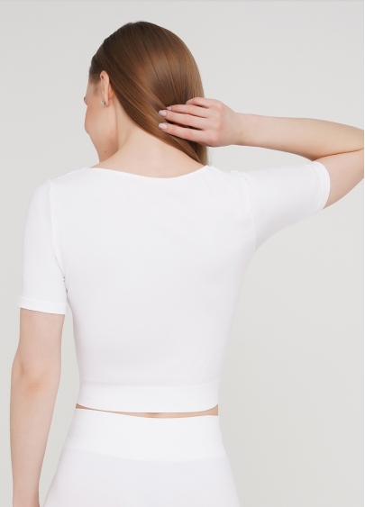 Укороченная бесшовная футболка CROP T-SHIRT (белый)