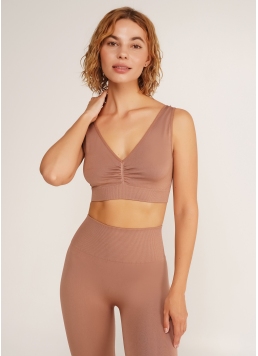 Безшовний топ з ефектом пуш-ап TOP SHAPE mokko (коричневий)